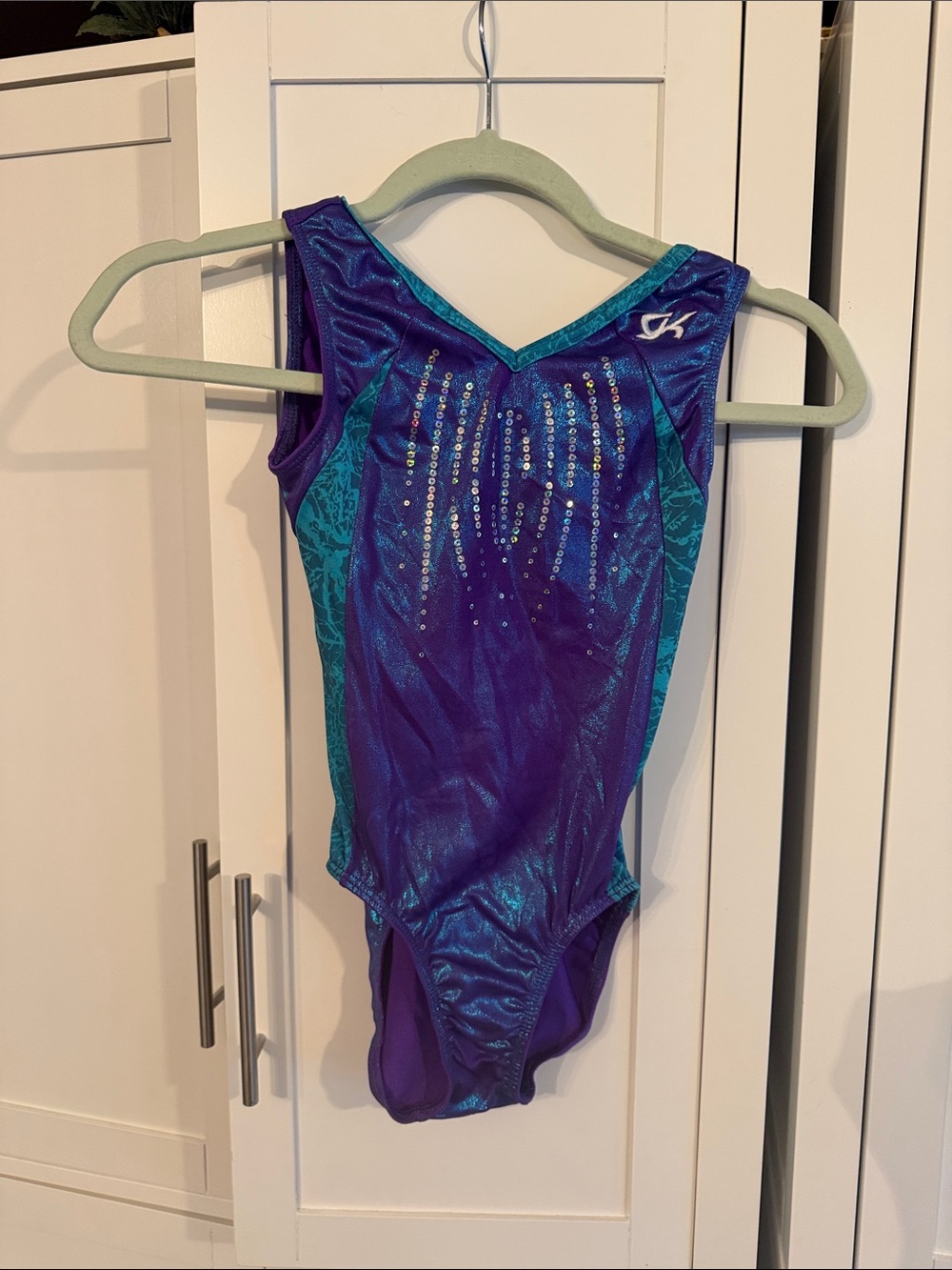 GK Kids Purple & Teal Gymnastics Leotard with Rhinestone Accent